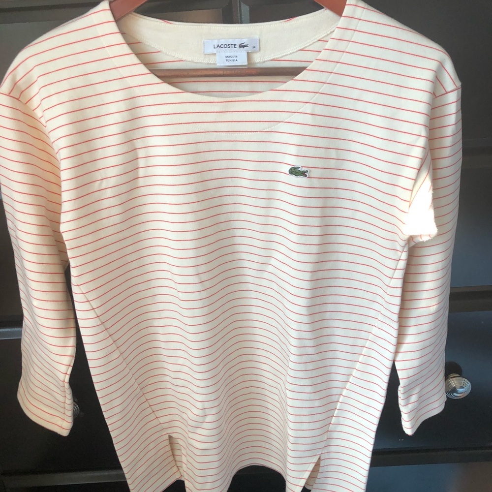 Lacoste red striped/ivory sweater